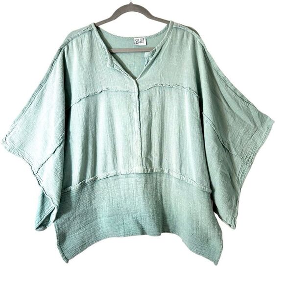 Oh My Gauze! XL Light Aqua blue oversized dolman  top - Picture 1 of 7